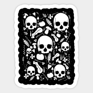Black and white autumn skulls Sticker